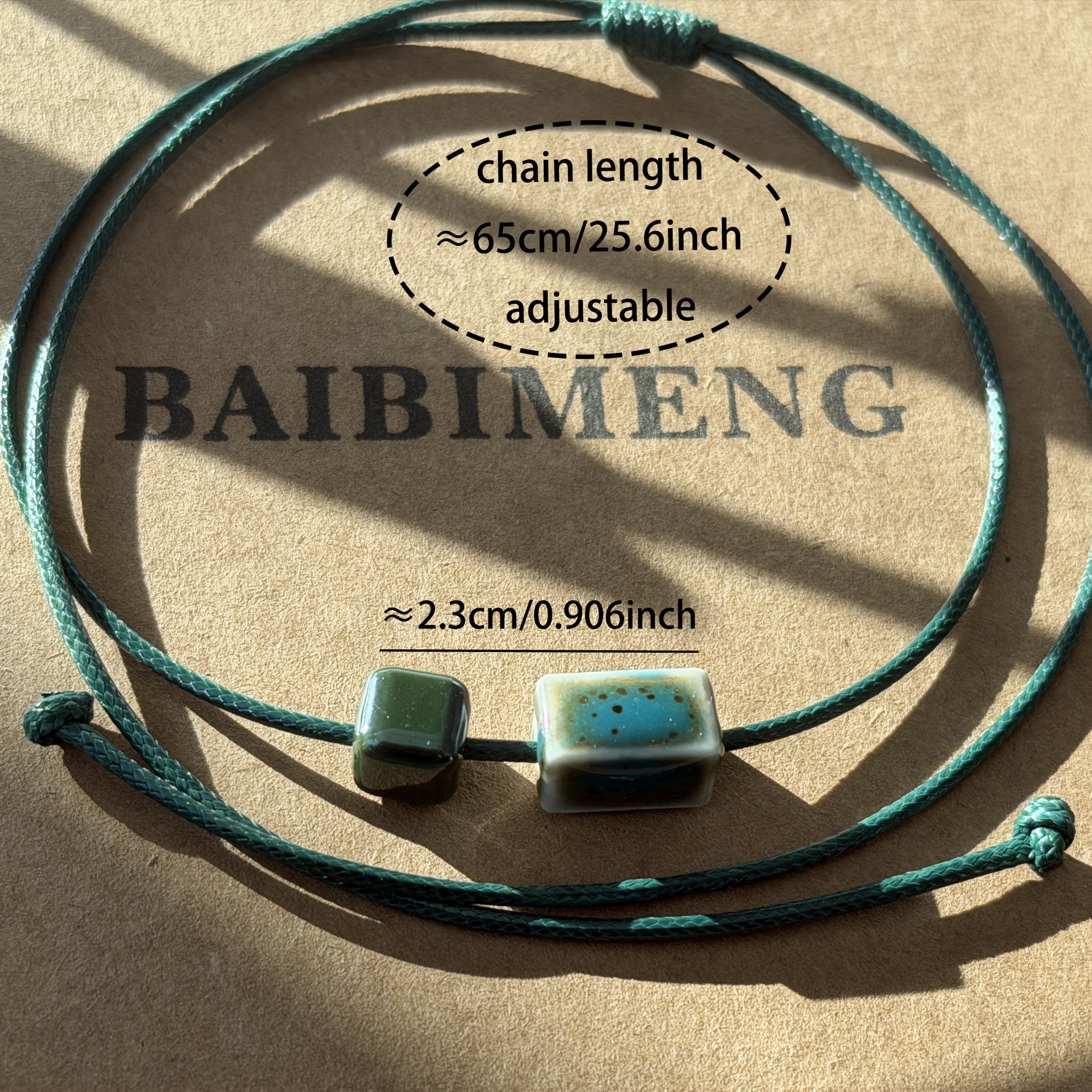Women's Minimalist Ceramic Block Necklace, Adjustable